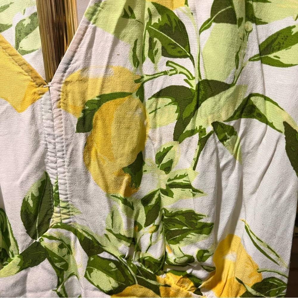 LOFT Lemon Print Mini Dress - Yellow and Green sz 12 - Picture 8 of 14